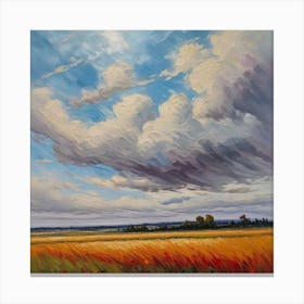 Beautiful Shot Of A Whet Field With A Cloudy Sky 2 Canvas Print