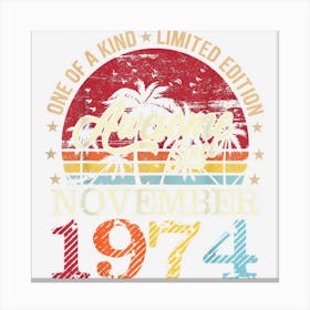 Awesome Since November 1974 Vintage 48th Birthday Canvas Print