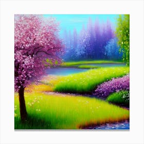 Pink Trees In The Spring Canvas Print