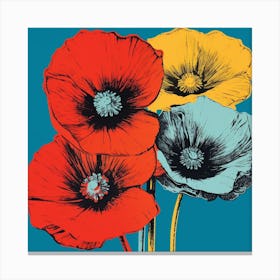 Andy Warhol Style Pop Art Flowers Poppy 1 Square Canvas Print