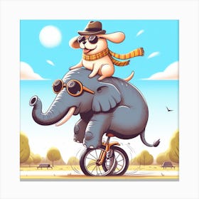 Buddies on a Unicycle Canvas Print