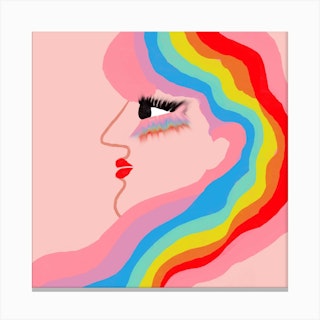 Rainbow Hair Square Canvas Print