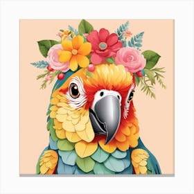 Floral Baby Parrot Nursery Illustration (46) Canvas Print