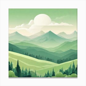 Misty mountains background in green tone 48 Canvas Print