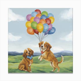 Whimsical Dogs Balloon Fiesta Print Art And Wall Art Canvas Print