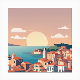 City At Sunset Canvas Print