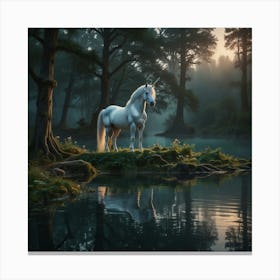 Unicorn In The Forest 2 Canvas Print