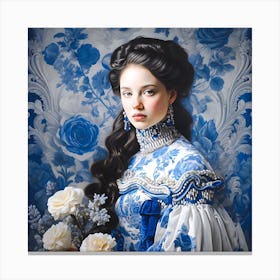 Lady In Blue 1 Canvas Print