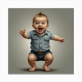 Default Trendy Baby Excited Drawing 0 Canvas Print