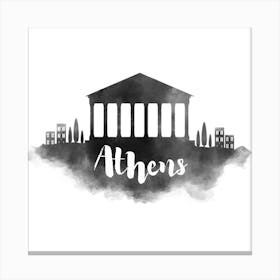 Watercolor Athens Skyline Canvas Print