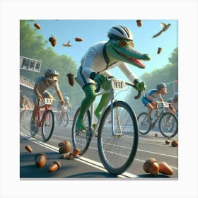 Crocodiles On Bikes Canvas Print