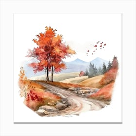 Watercolor Autumn Landscape 40 Canvas Print