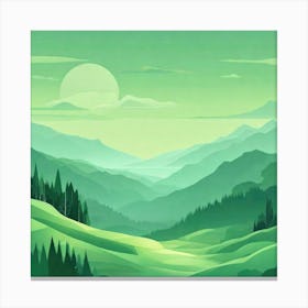 Misty mountains background in green tone 132 Canvas Print