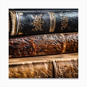 Old Books On A Wooden Table 3 Canvas Print