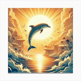 Dolphin Jumping In The Sea Canvas Print