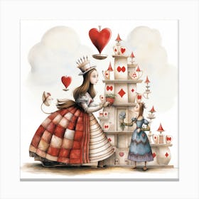 Alice And Queen Of Hearts Canvas Print