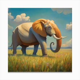Animals Wall Art : Elephant In The Grass Canvas Print