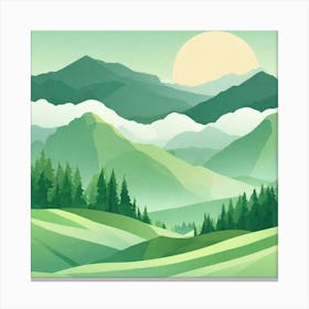 Misty mountains background in green tone 139 Canvas Print