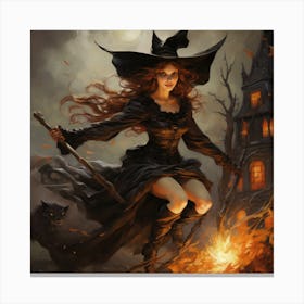 Witch Flying Canvas Print