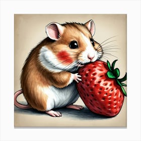 Hamster With Strawberry 1 Canvas Print