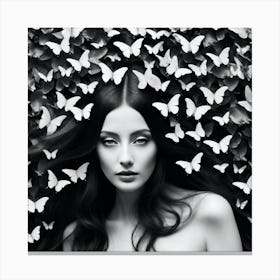 Black And White Butterfly Portrait 5 Canvas Print
