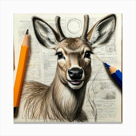 Deer Drawing 41 Canvas Print