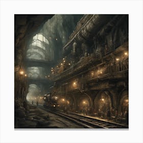 444388 An Underground City, Filled With Steam Powered Tra Xl 1024 V1 0 Canvas Print
