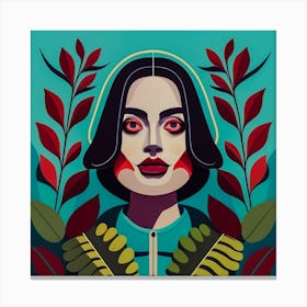 vampire Woman With Leaves Canvas Print