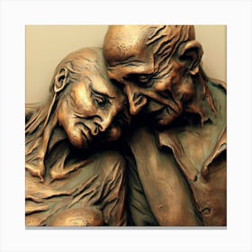 Old Couple Hugging Canvas Print