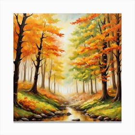 Forest In Autumn In Minimalist Style Square Composition 306 Canvas Print