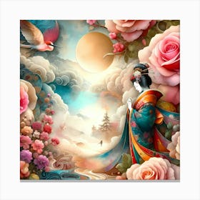 Creative Geisha Painting Canvas Print