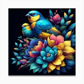 Birds And Flowers 4 Canvas Print