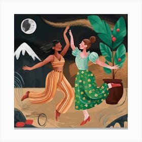 Two Women Dancing In The Desert 3 Canvas Print