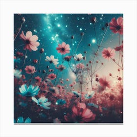 Flowers In The Night Sky Canvas Print
