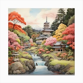 Kairakuen Gardens Japan Painting 2 Art Print 0 Canvas Print