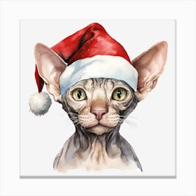 Sphynx Cat In Santa Hat Canvas Print