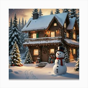 Snowman House Canvas Print