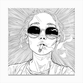 Girl Smoking A Cigarette Canvas Print