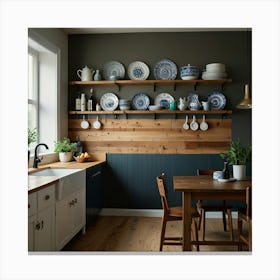 Blue And White Kitchen Canvas Print