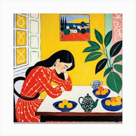 Woman At The Table 2 Canvas Print