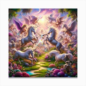 Unicorns In The Forest Canvas Print