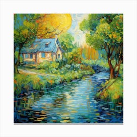 AI Whispers of Riverside Willow Canvas Print