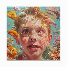 Boy In The Ocean Canvas Print