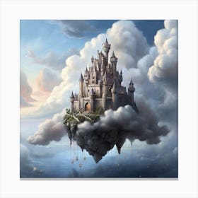 Fantasy art of a castle floating in the clouds, ethereal Canvas Print