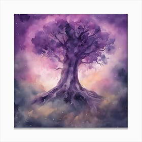 dream about tree falling, watercolor style purple Canvas Print