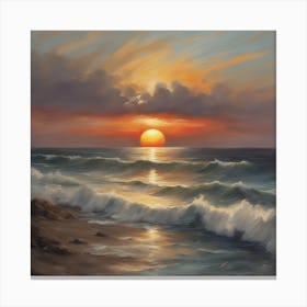 Sunset Over The Ocean Canvas Print