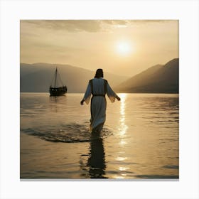 Jesus Walking In The Water Canvas Print