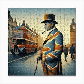 Abstract Puzzle Art English gentleman in London 12 Canvas Print