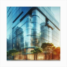 Office Building At Sunset Canvas Print