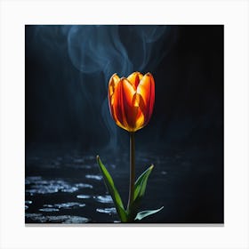 Tulip Flower With Smoke Canvas Print